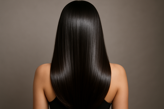 FEMME DE DOS CHEVEUX LISSE ET BRILLANT. PLAN SUR LES CHEVEUX